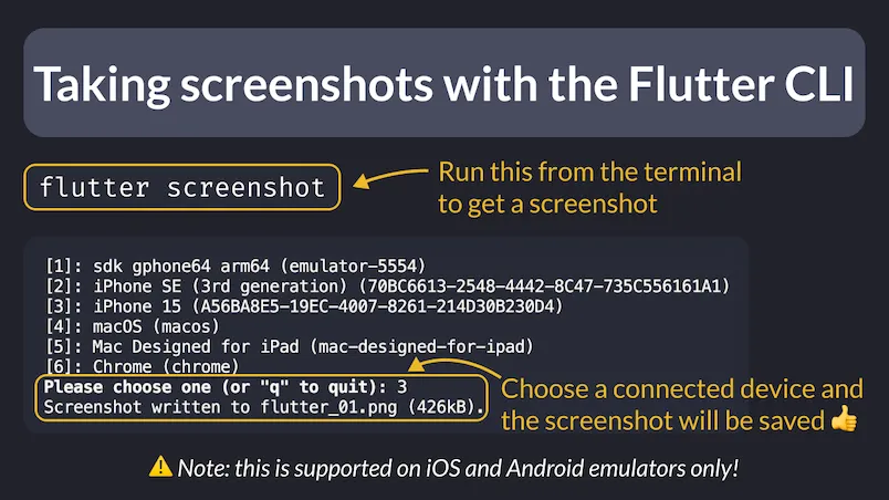 Taking Screenshots with the Flutter CLI